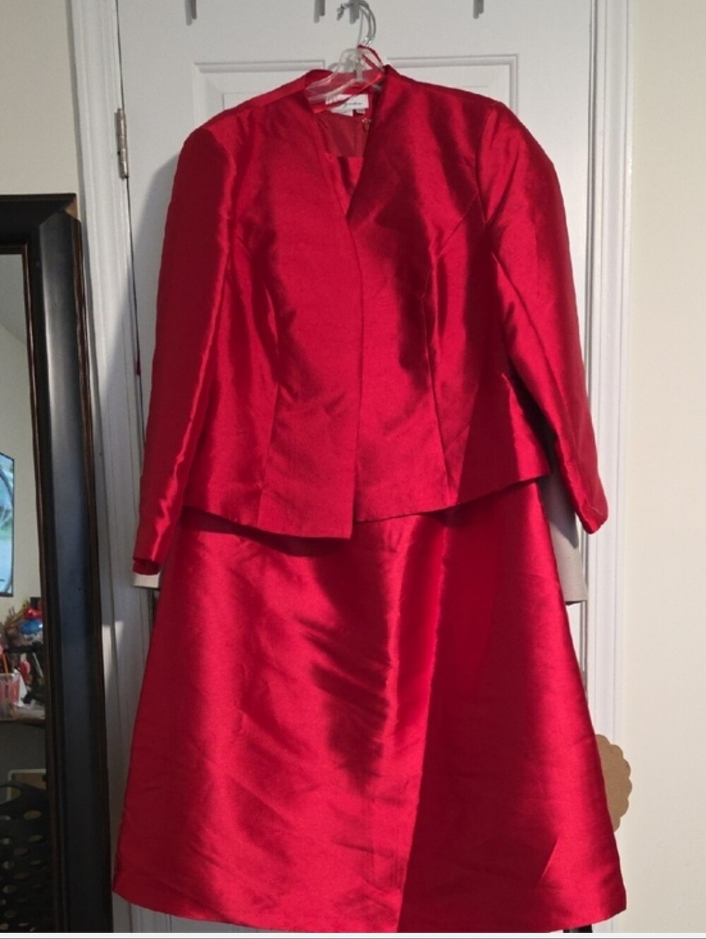 Red 2 Piece Jacket And Dress Set